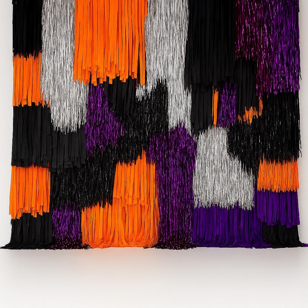 Handmade Halloween Fringe photo Wall – Purple, Orange, Black Backdrop - halloween decor