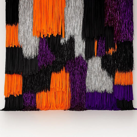 Handmade Halloween Fringe photo Wall – Purple, Orange, Black Backdrop - halloween decor