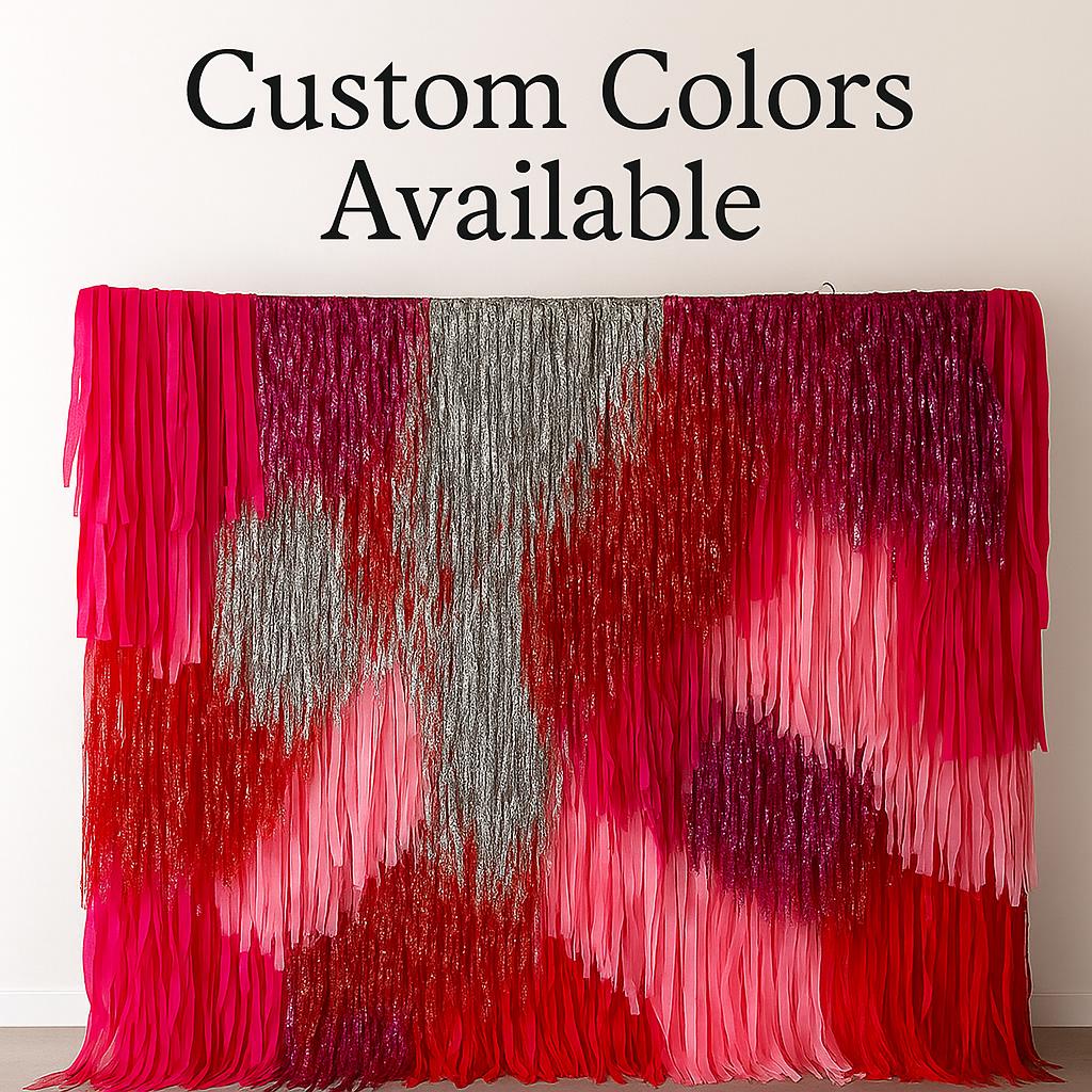 Pink & Red Fringe Streamer Wall SECTION | Split Order Tinsel Backdrop | Bridal Shower Bachelorette Party Decor
