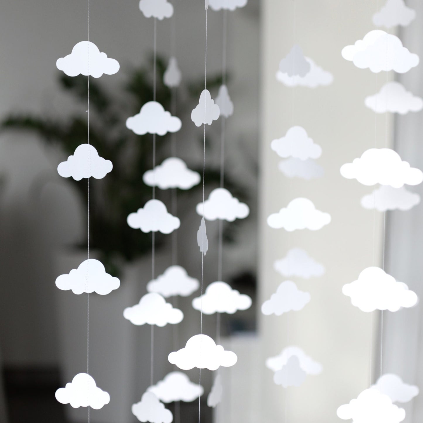CLOUD / star / heart PAPER GARLAND - Stitched Paper Nursery Birthday Baptism Children party Decor Photo Prop wedding backdrop