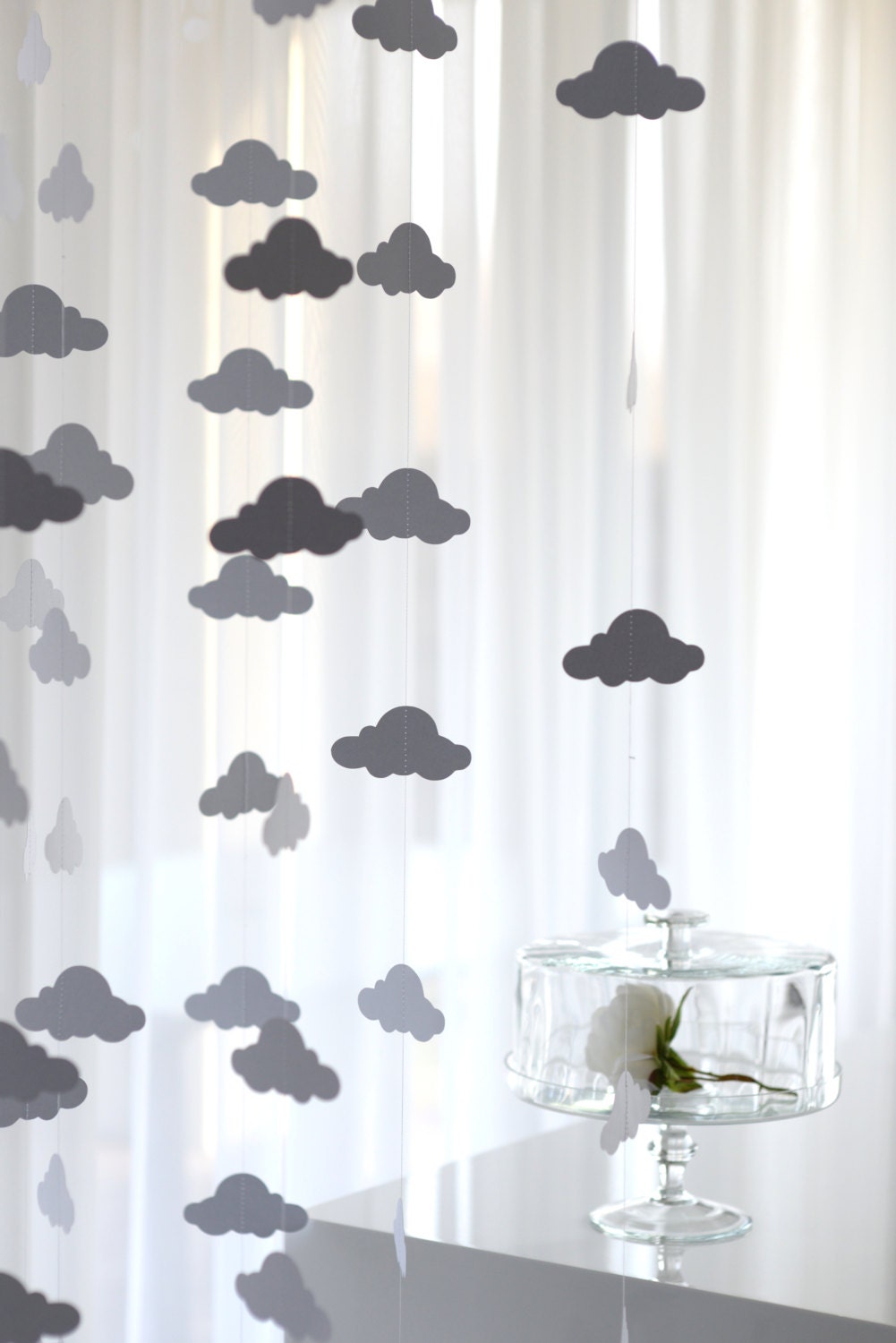 CLOUD / star / heart PAPER GARLAND - Stitched Paper Nursery Birthday Baptism Children party Decor Photo Prop wedding backdrop
