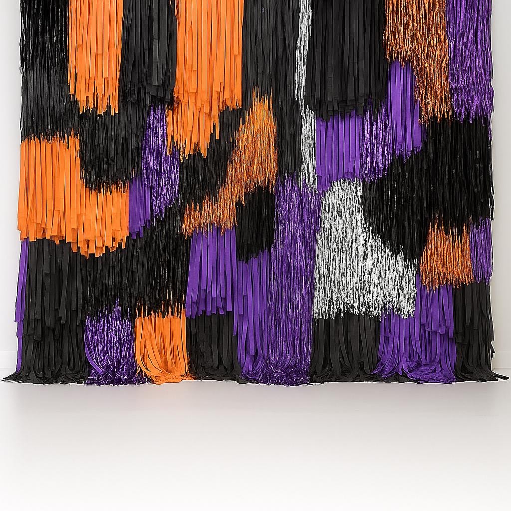 Handmade Halloween Fringe photo Wall – Purple, Orange, Black Backdrop - halloween decor