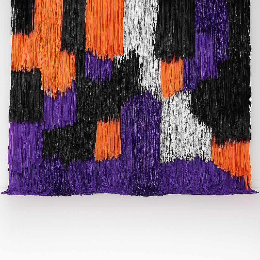 Handmade Halloween Fringe photo Wall – Purple, Orange, Black Backdrop - halloween decor