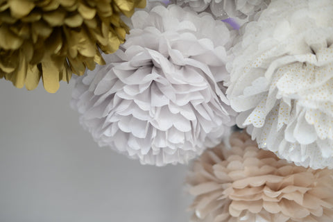 Large glitter paper pom poms | Sparkling paper balls | Christmas decorations