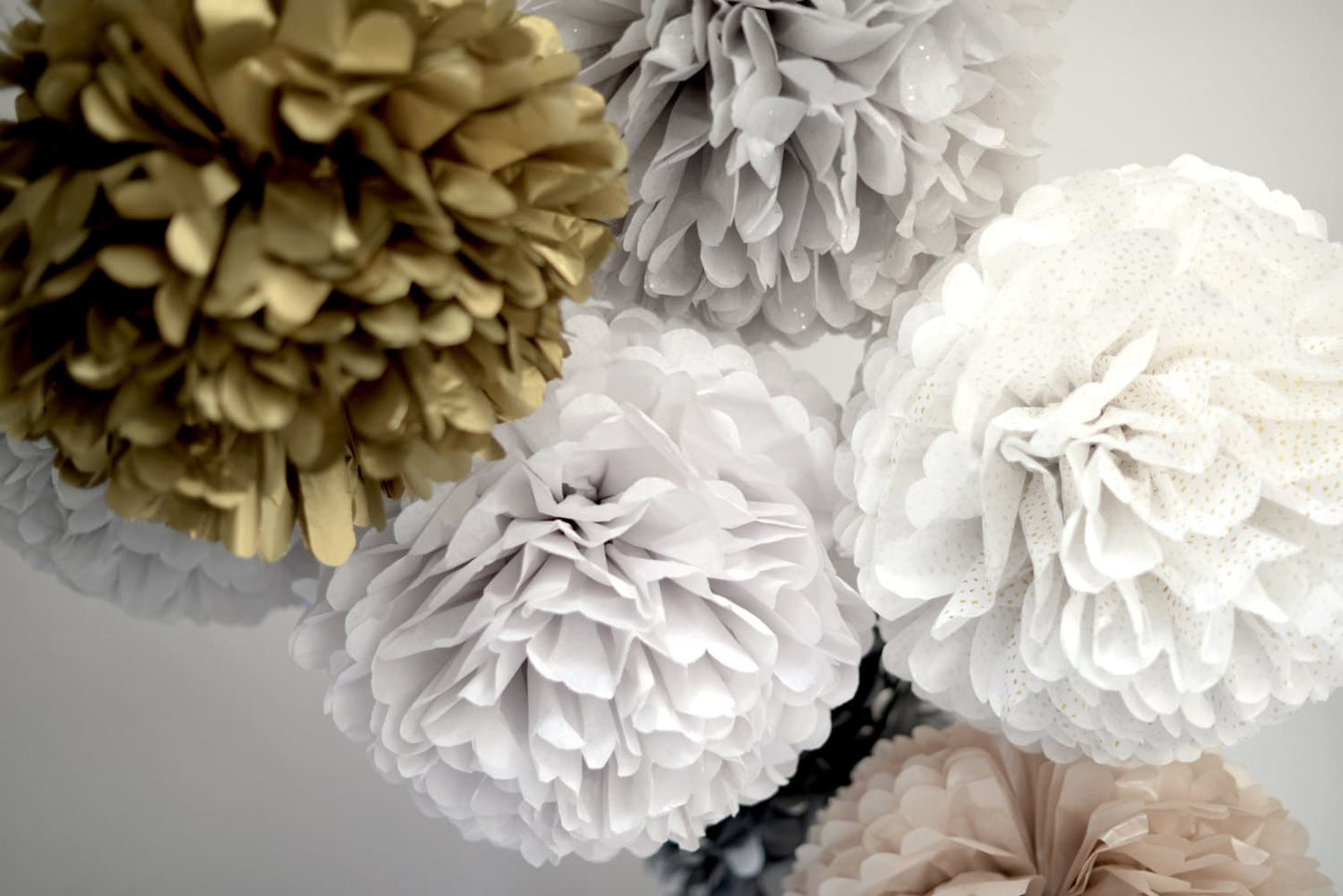 30 small sparkling tissue paper pom poms  set | Christmas decorations | New year decor