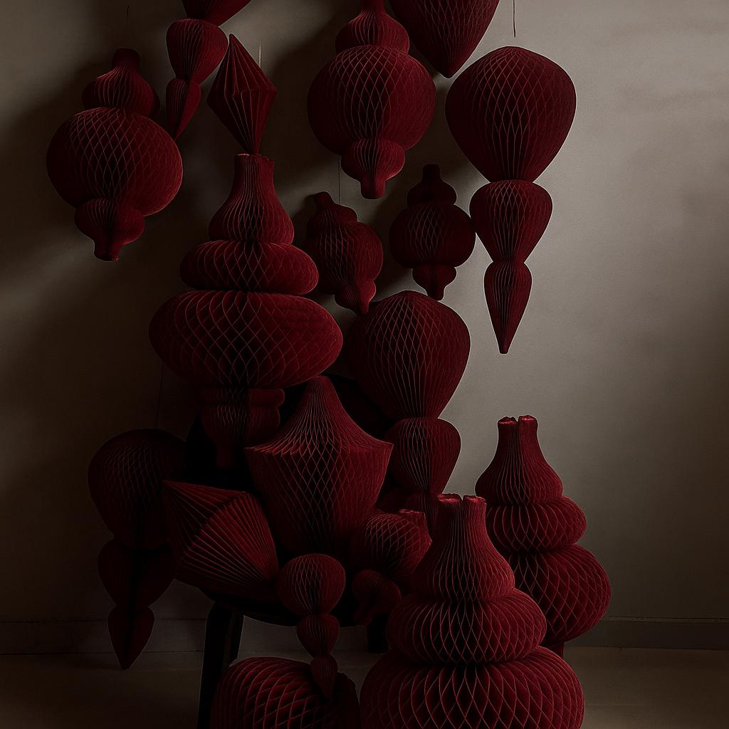 Burgundy Paper Honeycomb Decorations – Large Hanging Tissue Decor for Events