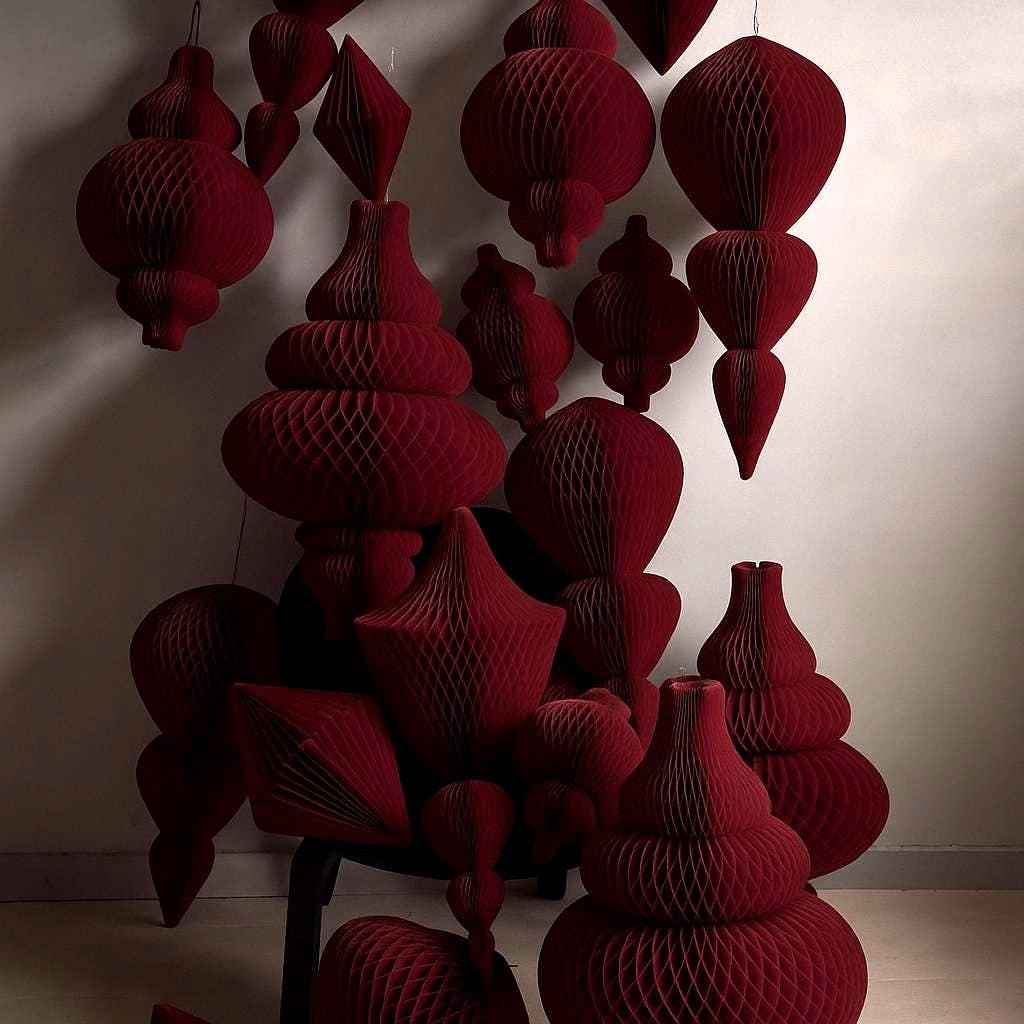 Burgundy Paper Honeycomb Decorations – Large Hanging Tissue Decor for Events