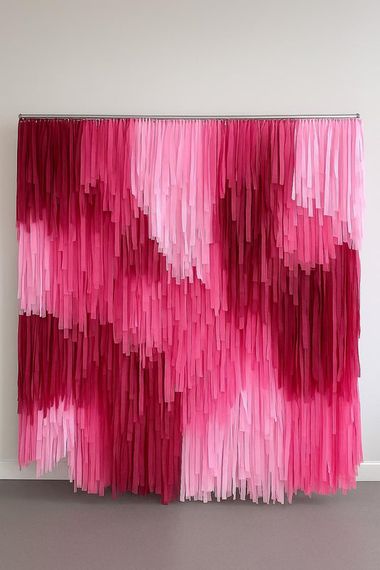 Pink and burgundy Fringe Backdrop: Party Photo Wall