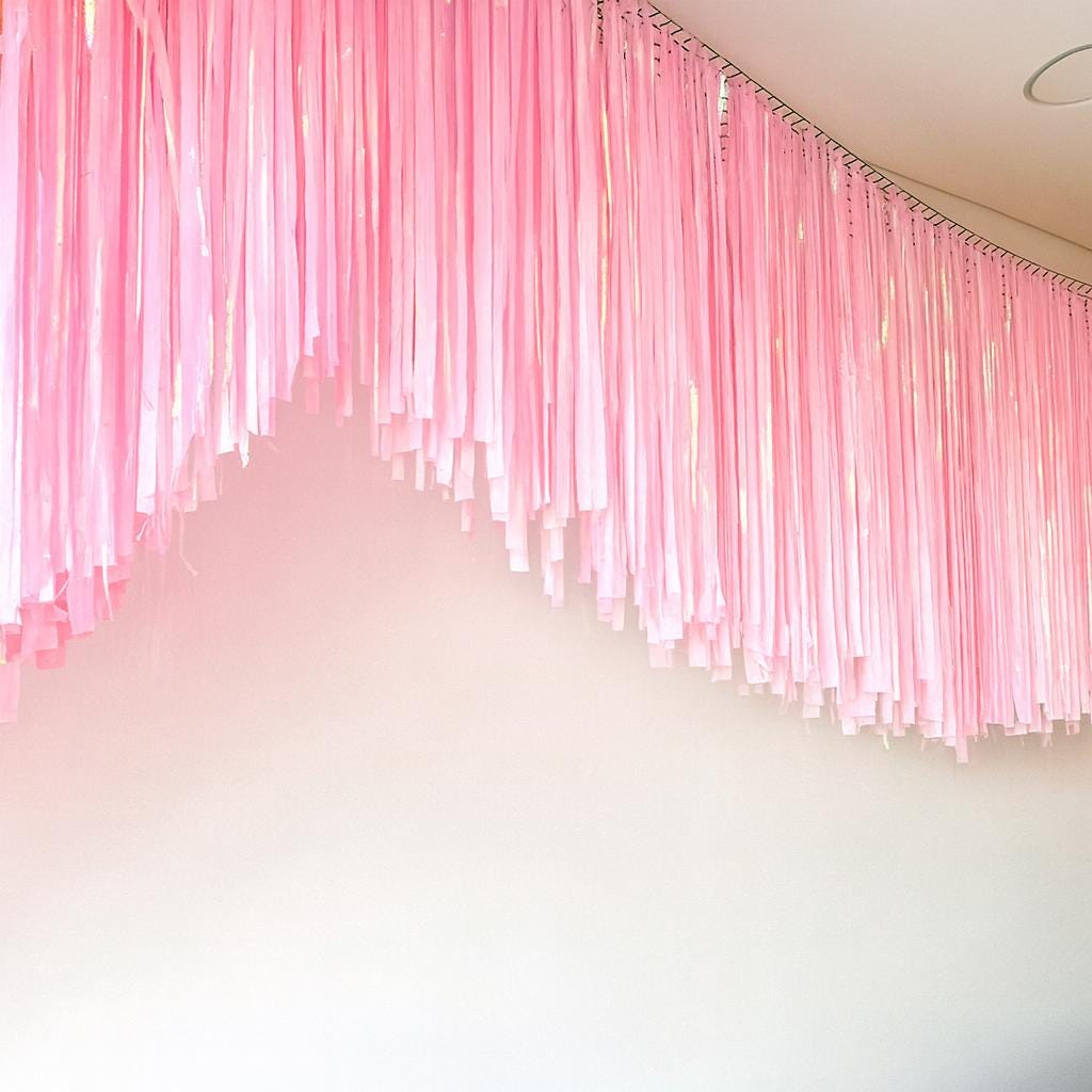 Iridescent Fringe Garland Backdrop – Handmade Party Streamers for Birthday, Baby Shower, Wedding Decor