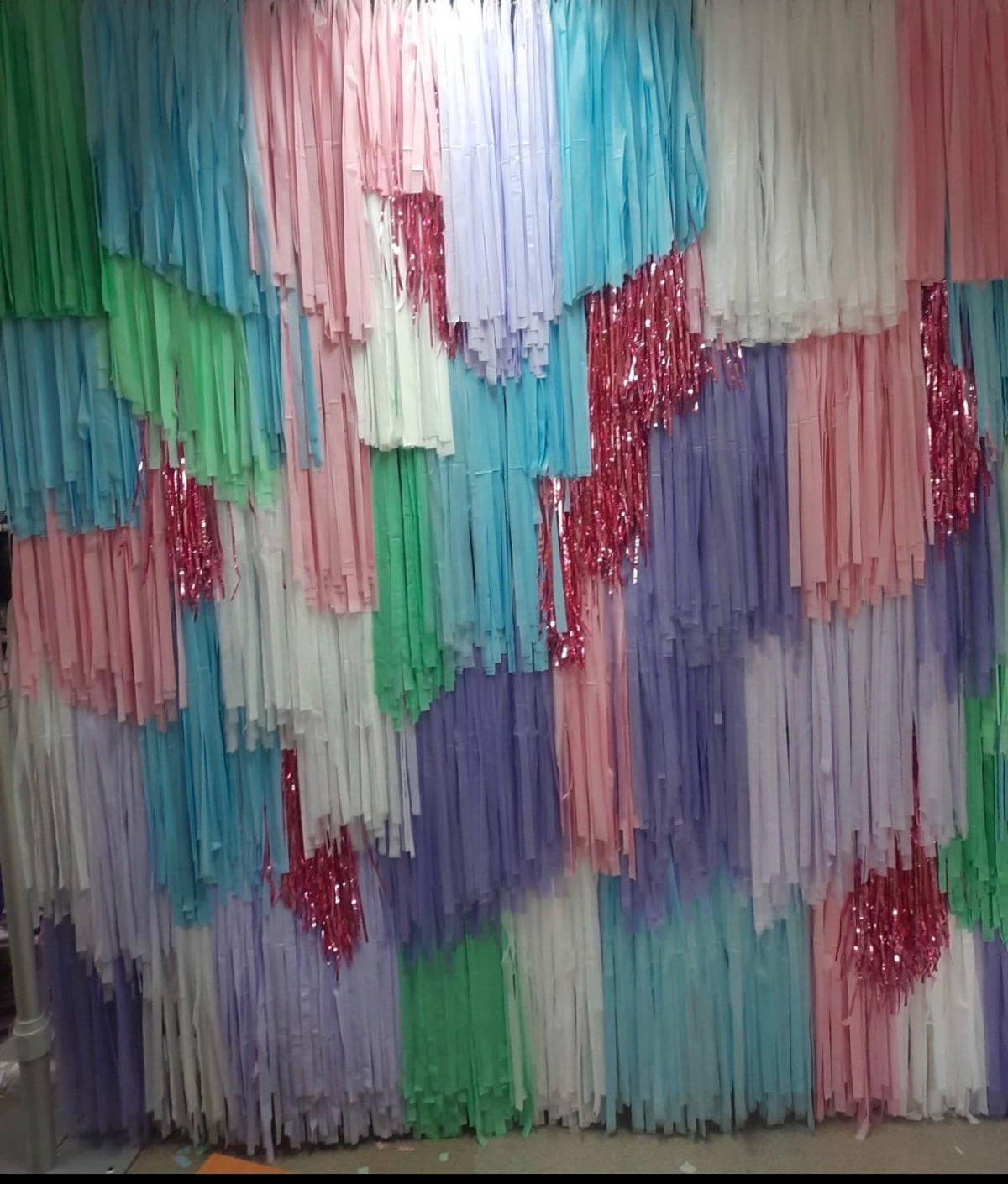 Pastel Fringe Backdrop – Ready to Hang Party Decor, Baby Shower, Wedding