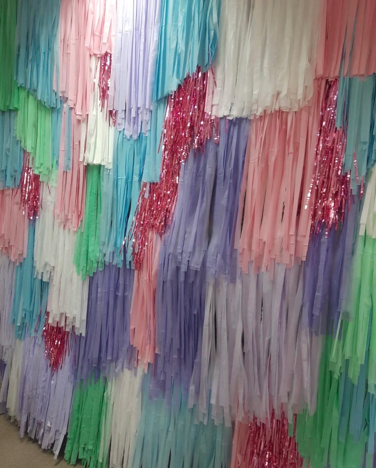 Pastel Fringe Backdrop – Ready to Hang Party Decor, Baby Shower, Wedding