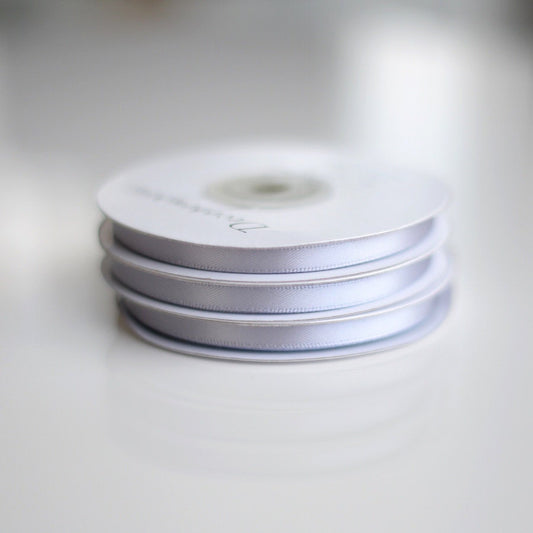 Silver double sided satin ribbon roll