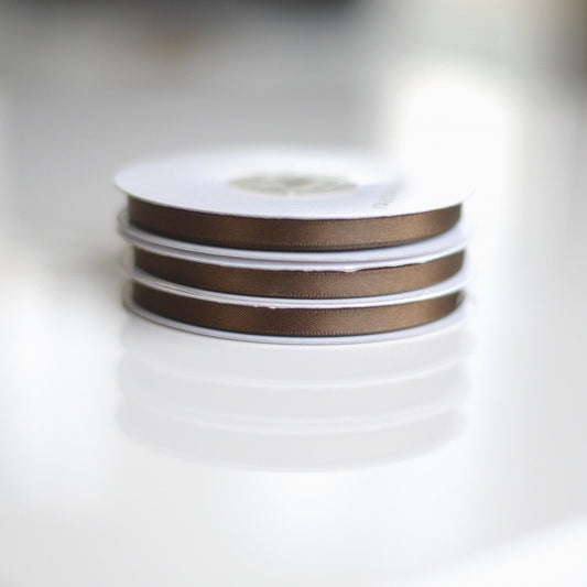 6mm Brown Satin ribbon double sided  chocolate ribbon full roll Gift wrap satin ribbon Highest quality