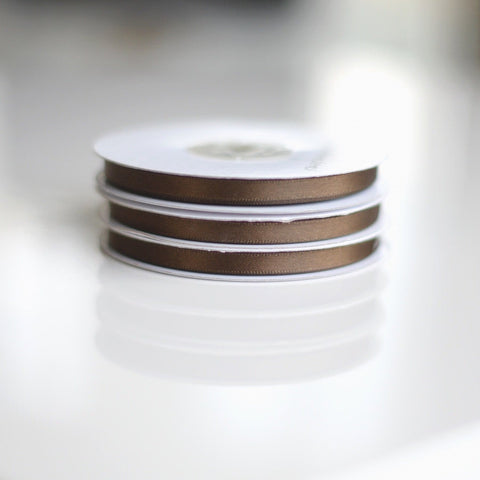 6mm Brown Satin ribbon double sided  chocolate ribbon full roll Gift wrap satin ribbon Highest quality