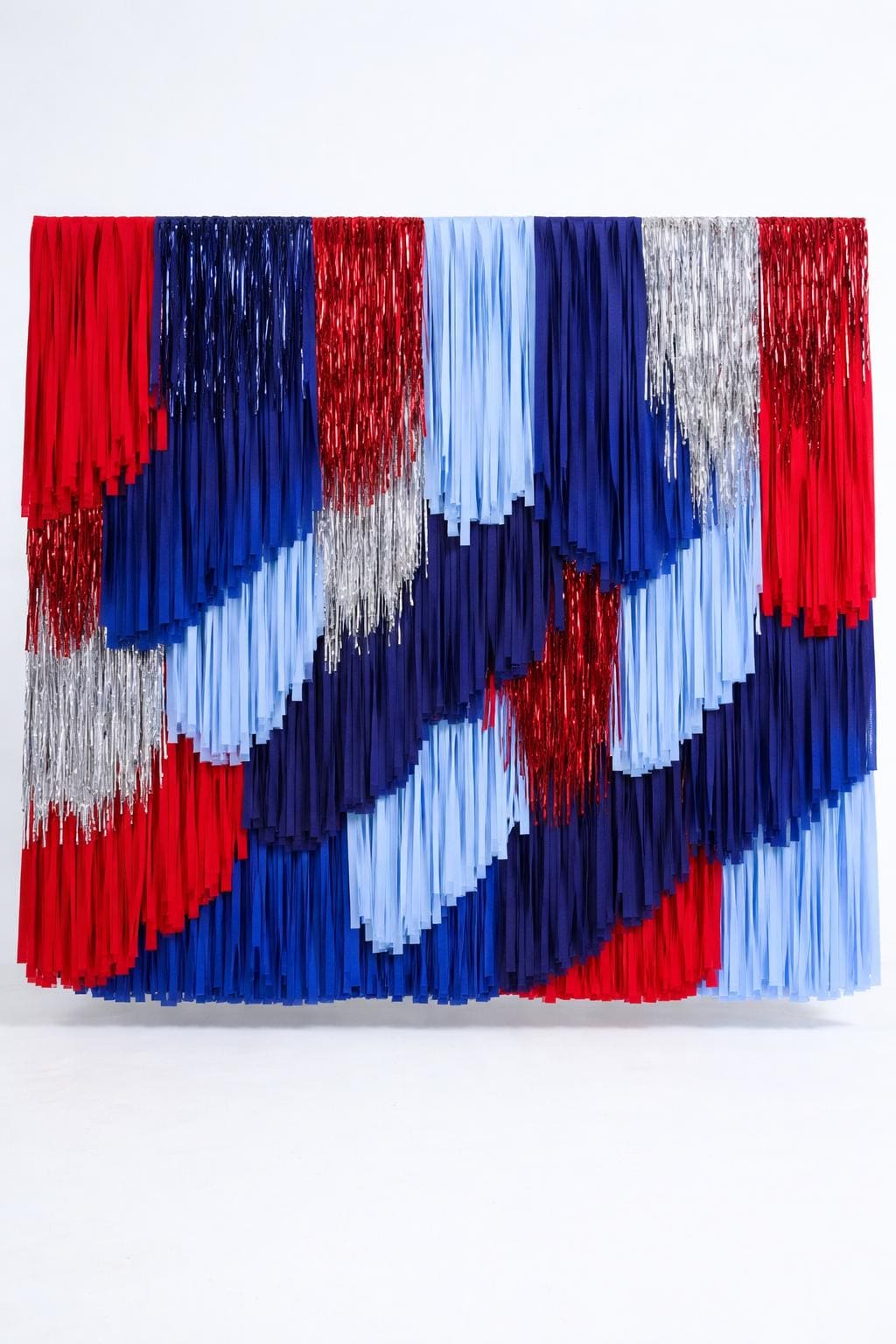 Red Blue Silver Fringe Backdrop, Patriotic Streamer Wall, Party Photo Booth Decor