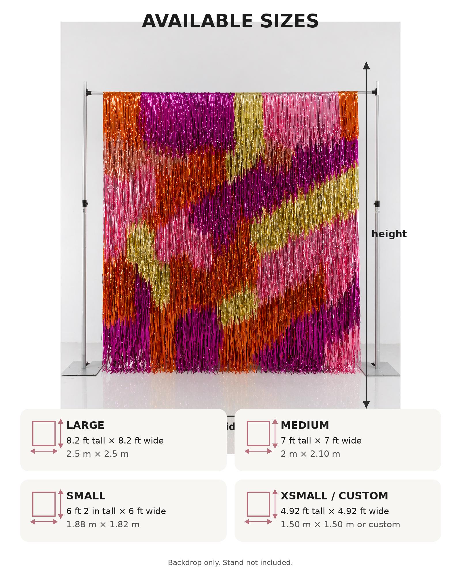 Handmade Hot Pink Orange Gold Fringe Backdrop, Shimmer Tinsel Photo Booth Curtain, Party Decor