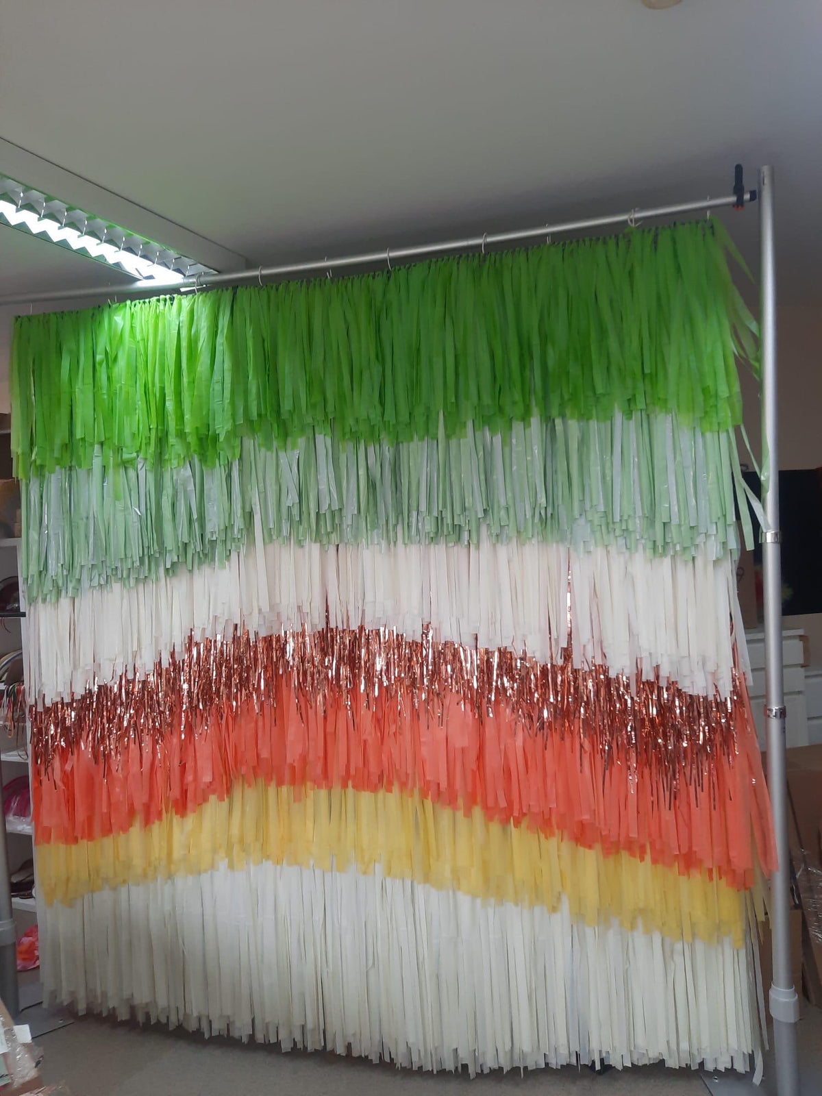 Handmade Citrus Fringe Streamer Backdrop, Summer Party Photo Booth Decor, Baby Shower