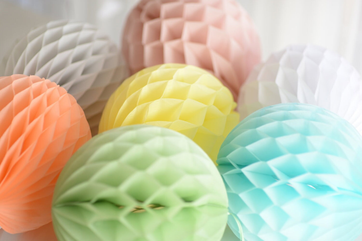 Colourful 10 tissue paper honeycomb balls party decorations set customisable for weddind, baby shower, balloon garland  birthday party decor