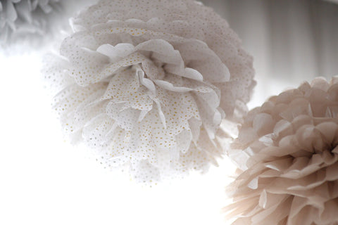 Tissue Paper Pom Pom Set of 5 | Large Paper Flowers for Wedding, Baby Shower, and Party Decorations - eco friendly- custom colours