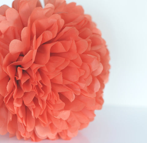 Sandstone Paper Pom Pom - Rusty Orange Party Decorations, Wedding, Birthday, Fall Baby Shower, Boho & Whimsical Event Decor