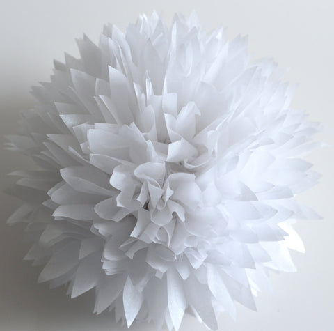 Pearl White Paper Pom Poms - Tissue Paper Flowers for Wedding Aisle, Party Decor, and Bridal Shower Decorations