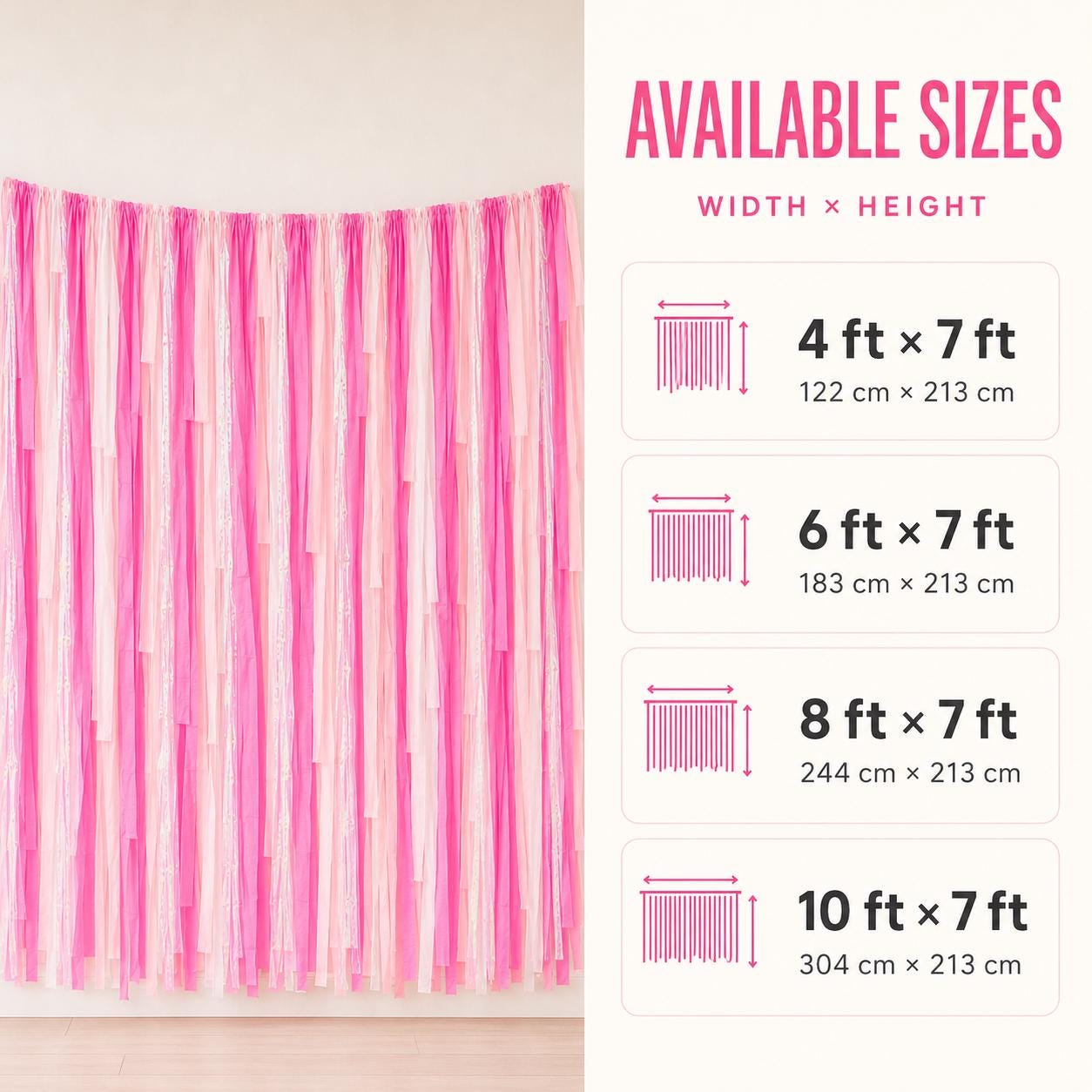 Streamer Backdrop, Fringe Backdrop, Baby Shower Decorations, Photo Backdrop, Birthday Party, Pink and White, Iridescent Party Decor