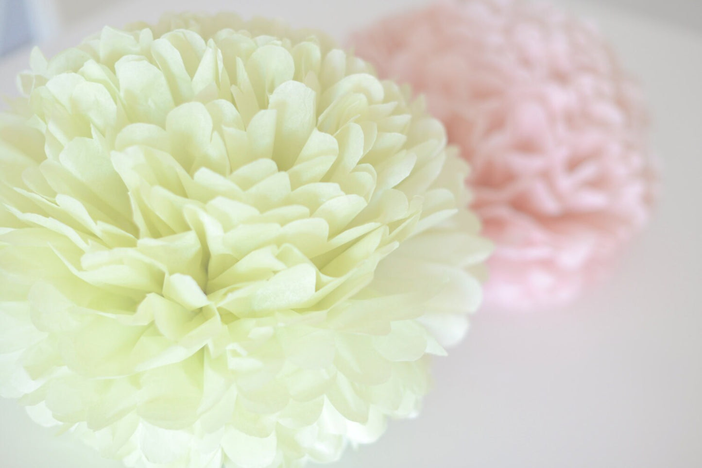 Blush and  champagne Tissue Paper Poms, paper flowers, boho wedding baby shower bridal shower paper decorations