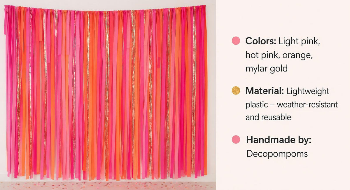 Streamer Backdrop, Fringe Backdrop, Pastel Party Decorations, Girl Birthday Decor, Pink Lilac Peach, Princess Party, Photo Backdrop