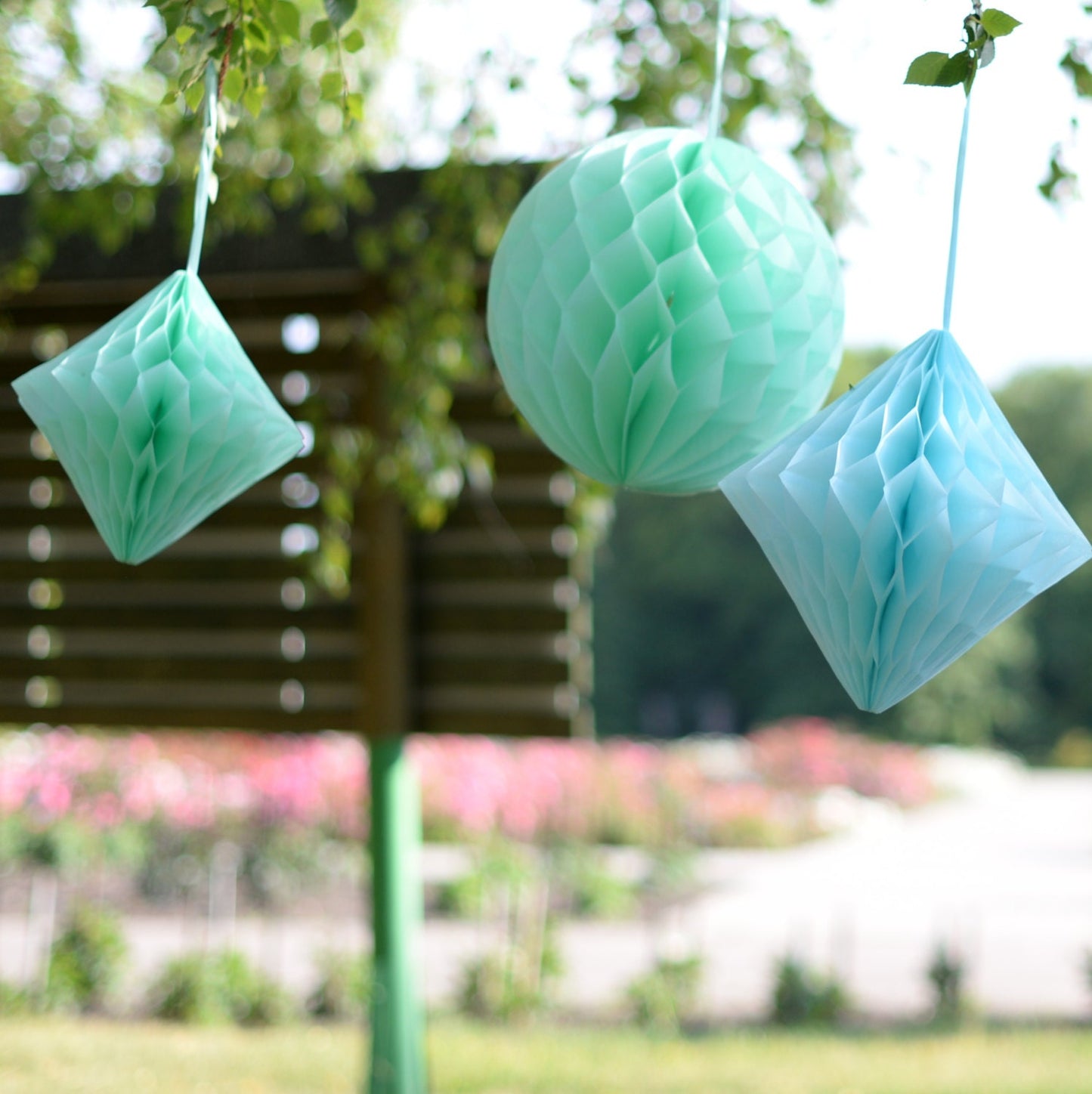 Light blue honeycomb decoration | Turquoise diamond decoration | Baby shower decoration |