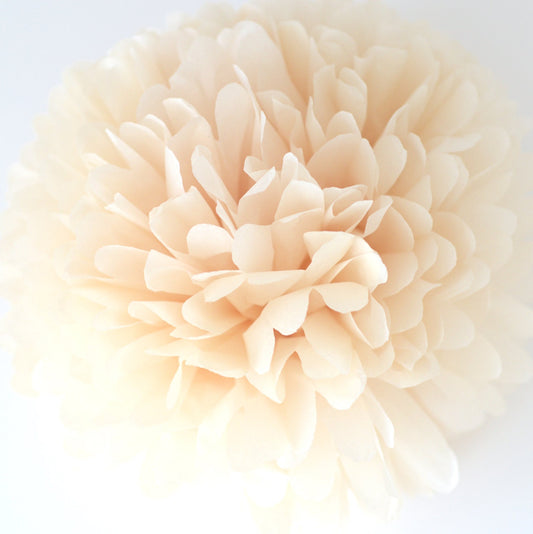 Beige tissue paper pom pom party decorations for wedding neutral baby shower birthday party home decor eco friendly Paper flowers