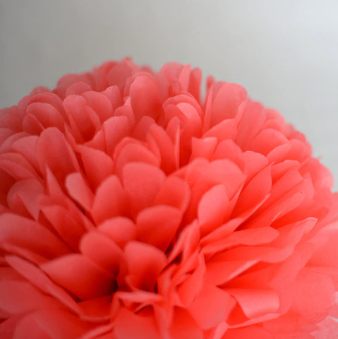Coral rose Paper pom pom  party decorations Living coral wedding decor, coral Paper flowers for Birthday, baby shower, bridal shower, shop