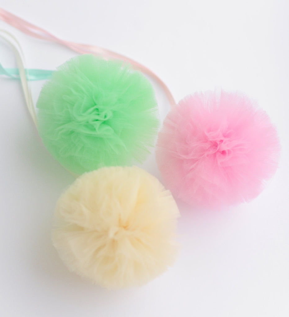 Tulle pom poms value set of 4 | Small size tulle balls | Baby shower tulle decorations