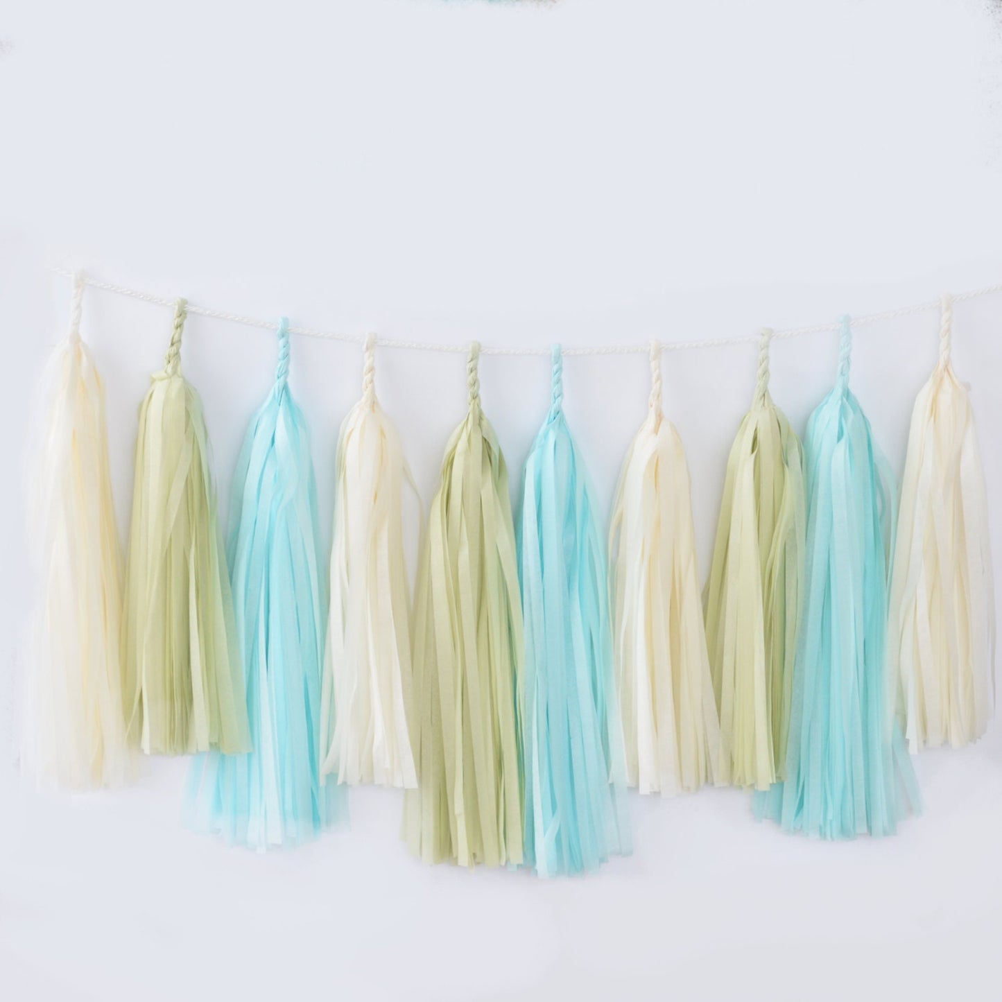 Baby Boy shower Pastel paper tassel garland | blue and green Tissue paper banner | 1st boy birthday garland -  Balloon Tails