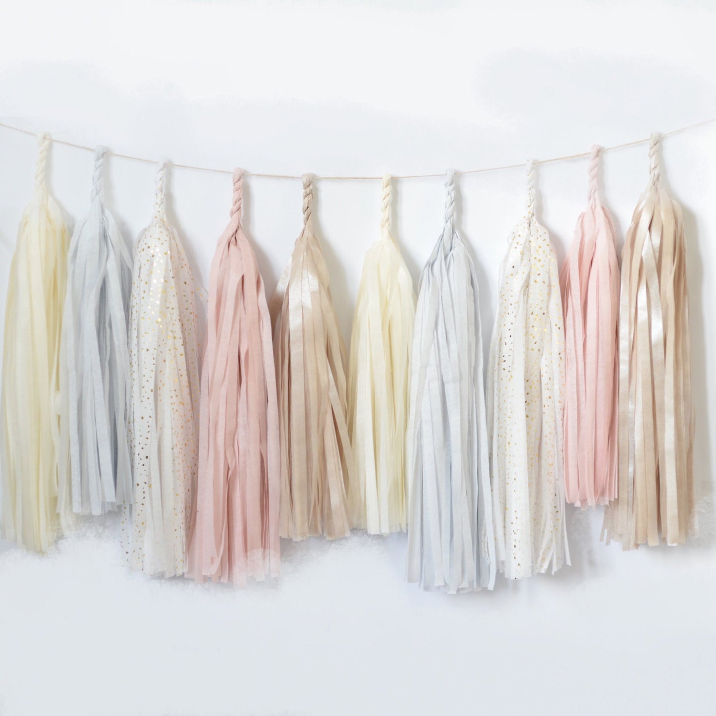 Dusty Blush and Nude Paper Tassel Garland – Handmade Party Decor for Weddings, Baby Showers, Birthdays & Nursery Decorations