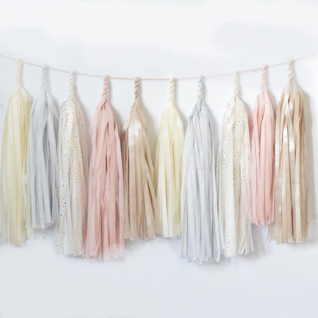 Dusty Rose Dreams: Blush and Champagne Soirée Paper Tassel Garland  Fringe Garland  Wedding Banner Party Decorations