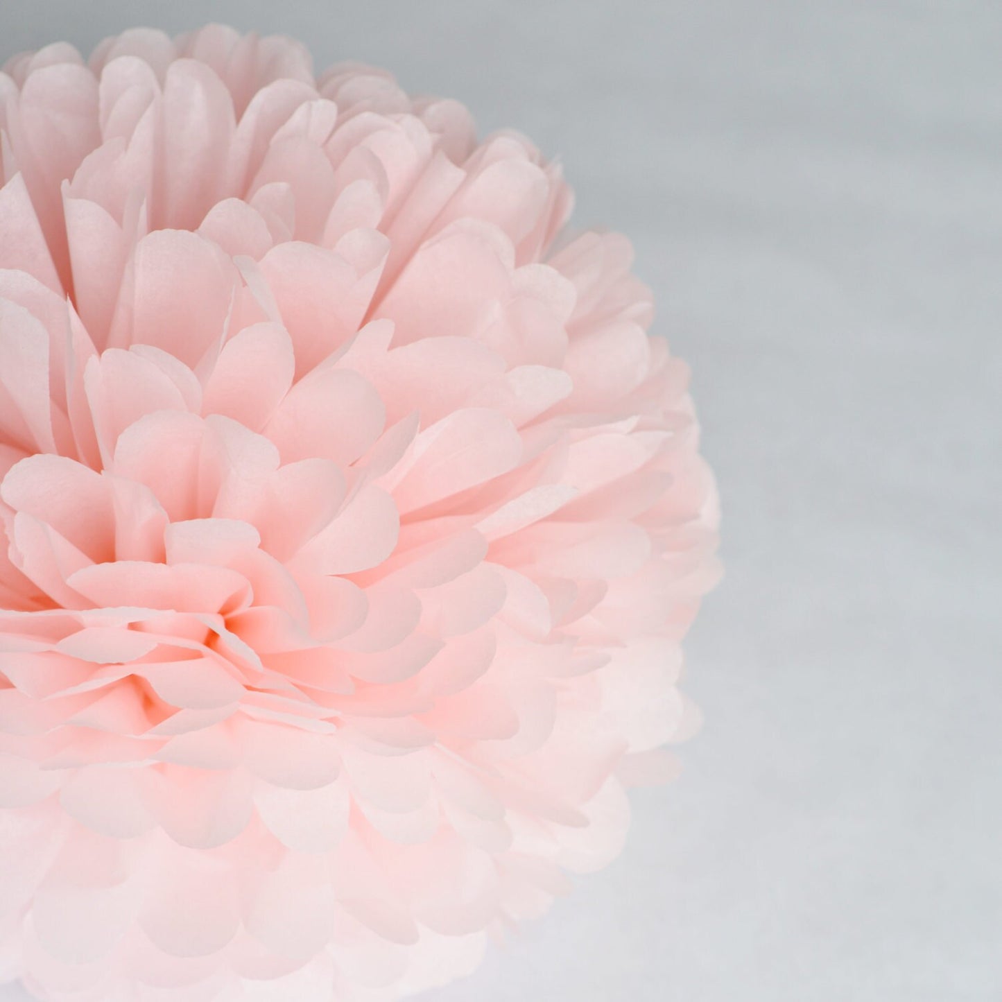 Light pink paper pom pom party decorations pastel pink paper flowers for wedding girly birthday party, baby shower, bridal shower decor gift