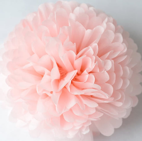 Light pink paper pom pom party decorations pastel pink paper flowers for wedding girly birthday party, baby shower, bridal shower decor gift