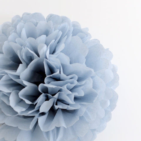 12 mixed size Dusty blue Paper pom pom party decoration set ash faded blue wedding antique blue Boy baby shower hanging birthday party decor