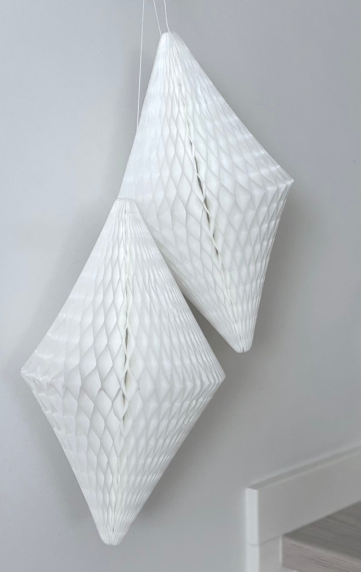 Paper  honeycomb ornaments decorations 67cm / 26 " paper baubles white Christmas decor | various shapes | centrepieces