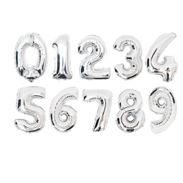 40" Giant Number Helium Foil Digit Balloon - Silver - Decopompoms