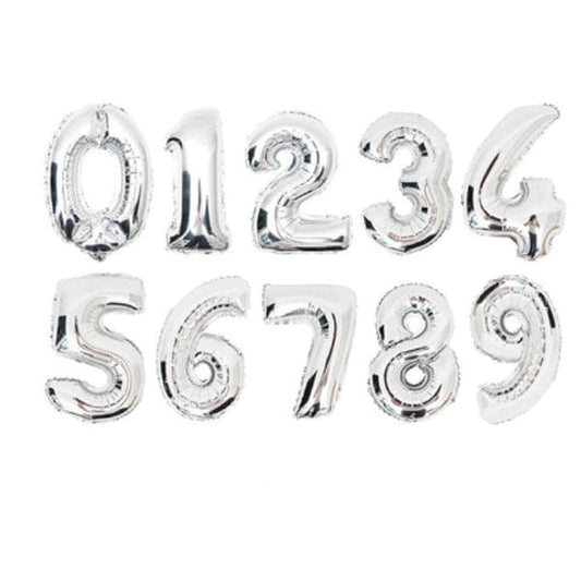 40" Giant Number Helium Foil Digit Balloon - Silver - Decopompoms