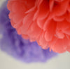 Coral, lavender and grey pom poms party set - Decopompoms