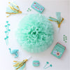 Mint and blue tissue paper pom poms party set - Decopompoms