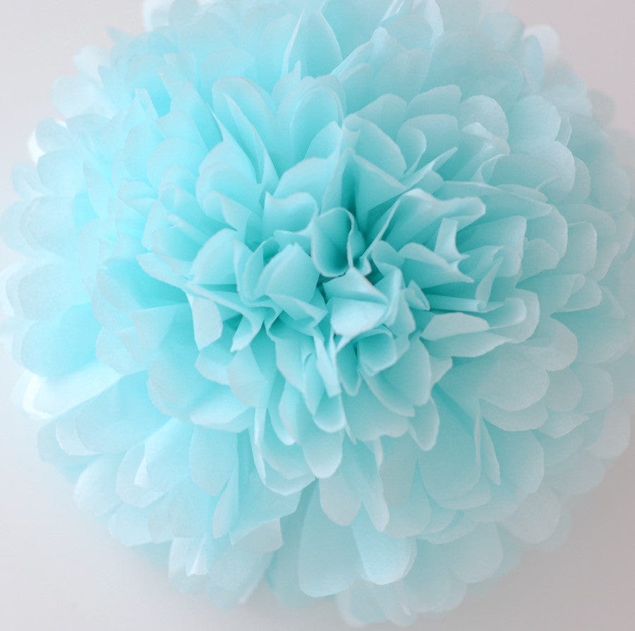 Mint and blue tissue paper pom poms party set - Decopompoms