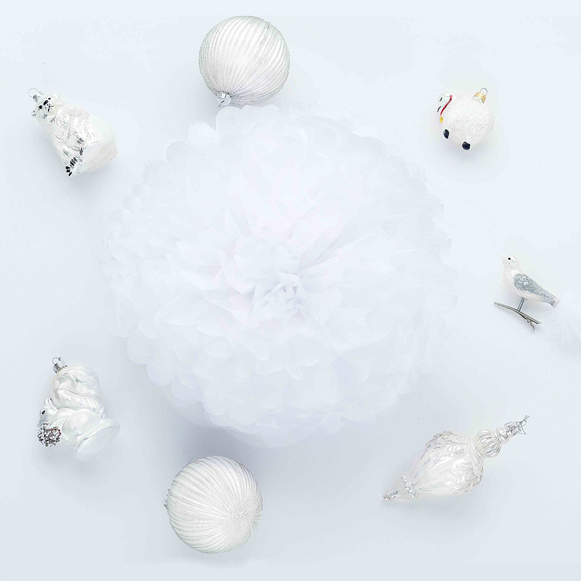 Mint and blue tissue paper pom poms party set - Decopompoms