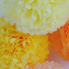 Sunrise yellow and orange pom poms party set - Decopompoms