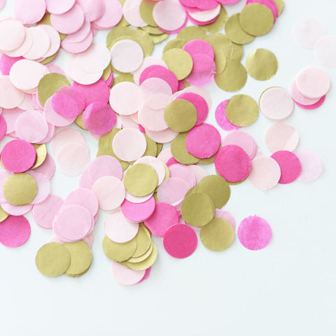 Pink and gold confetti - tissue paper - biodegradable - Decopompoms