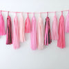 All Pink tissue paper tassel garland - various lenghts - Decopompoms