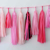 All Pink tissue paper tassel garland - various lenghts - Decopompoms