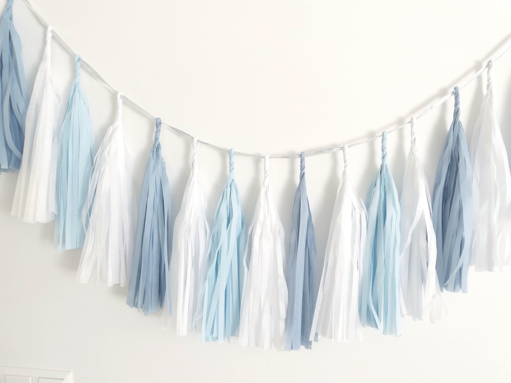 Baby Blue tassel garland - various lengths - Decopompoms